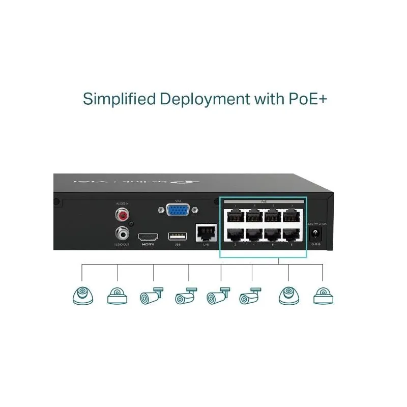Net video recorder 8ch poe+-vigi nvr1008h-8mp tp-link