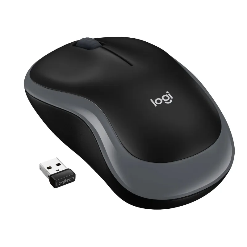 Belaidė kompiuterio pelė LOGITECH M185. juoda. pilka
