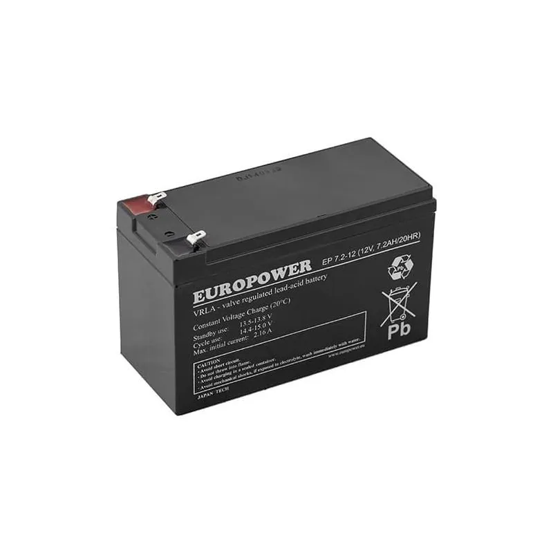 Battery 12v 7.2ah vrla-ep7.2-12 t2 europower emu