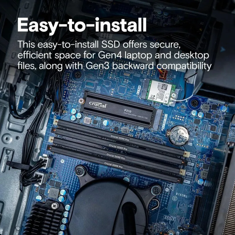 SSD-CRUCIAL-P310-1TB-M.2-PCIe Gen4-NVMe-3D NAND-Write speed 6000 MBytes-sec-Read speed 7100 MBytes-sec-TBW 220 TB-CT1000P310SSD5