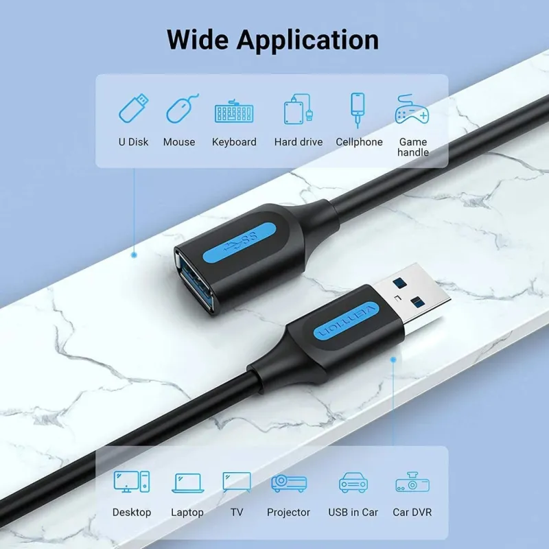 Cable usb3.0 male to female-1m black cbhbf vention