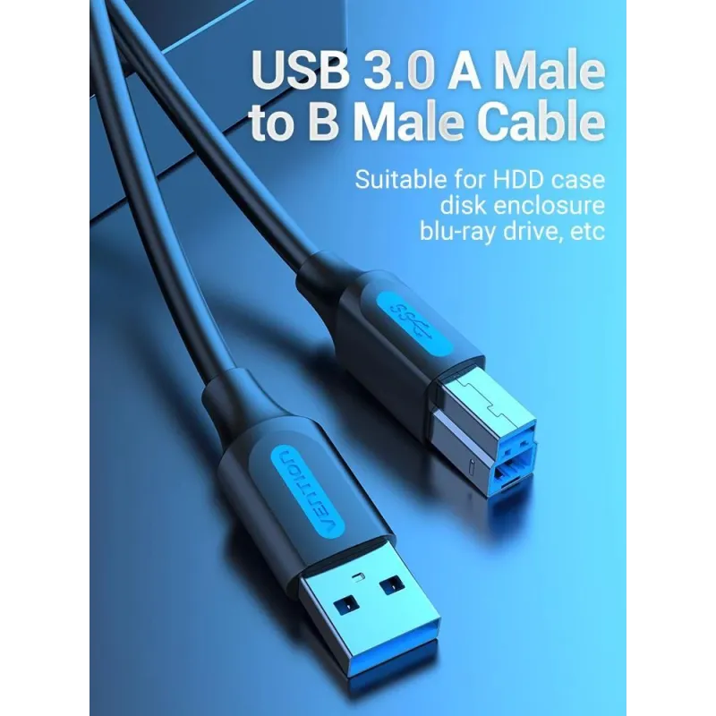 Cable usb3.0 male to male-3m black coobi vention