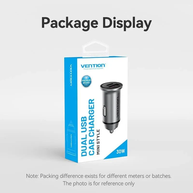 Mobile charger car 30w usb-2p gray fffh0 vention