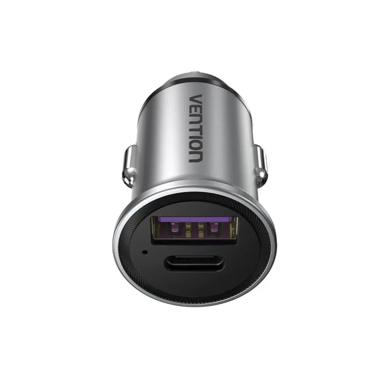 Mobile charger car 30w usb-2p gray fffh0 vention