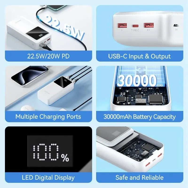 Power bank usb 30000mah 22.5w-white fhmw0 vention