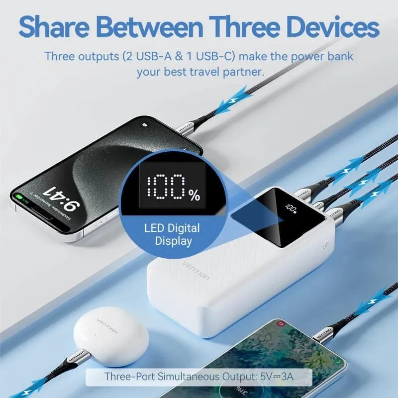 Power bank usb 30000mah 22.5w-white fhmw0 vention