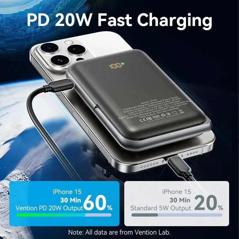 Power bank wrl 10000mah 20w-magnetic black fhnb0 vention