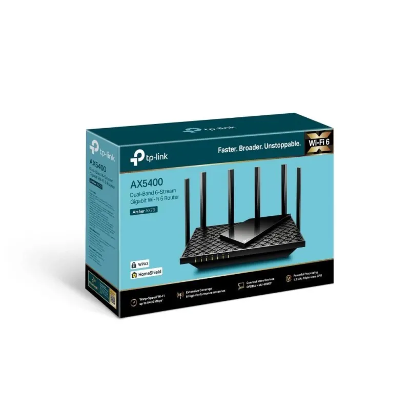 Archer AX73 - 802.11ax - 4804+574 Mbit-s - 10-100-1000 Mbit-s - Ethernet LAN ,RJ-45, ports 4 - Mesh Support No - MU-MiMO Yes -