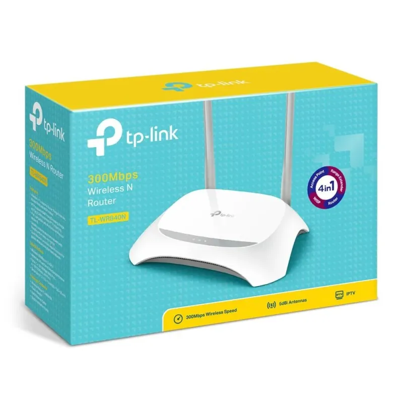 Wireless Router-TP-LINK-Wireless Router-300 Mbps-IEEE 802.11b-IEEE 802.11g-IEEE 802.11n-1 WAN-4x10-100M-DHCP-Number of antennas
