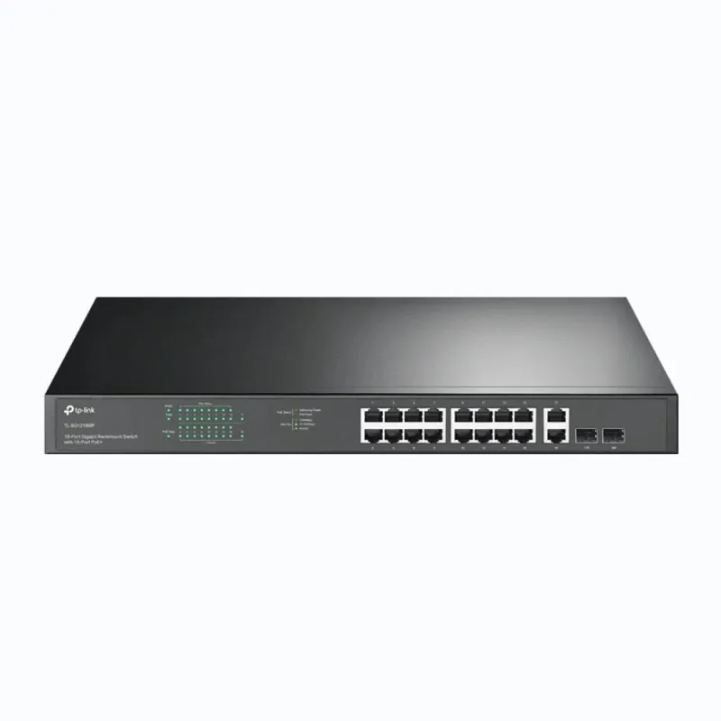 TP-LINK - Switch - TL-SG1218MP - Unmanaged - Rackmountable - 10-100 Mbps ,RJ-45, ports quantity 18 - SFP ports quantity 2 - PoE+