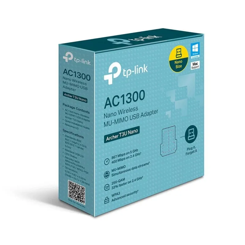 Wrl adapter 1300mbps usb-archer t3u nano tp-link