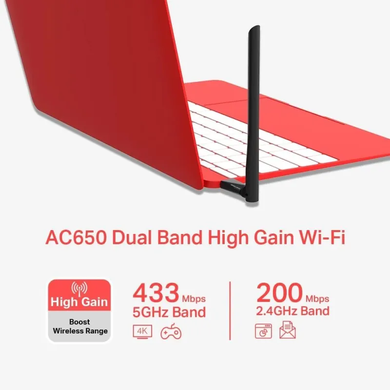 Mercusys - AC650 High Gain Wireless Dual Band USB Adapter - MU6H