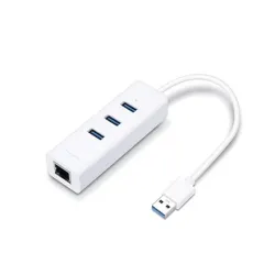 TP-LINK - USB 3.0 3-Port Hub & Gigabit Ethernet Adapter 2 in 1 USB Adapter - UE330
