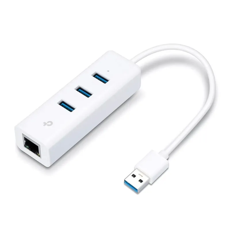 TP-LINK - USB 3.0 3-Port Hub & Gigabit Ethernet Adapter 2 in 1 USB Adapter - UE330