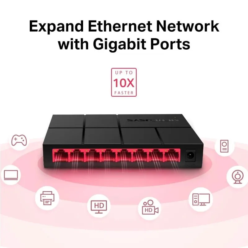 Switch-MERCUSYS-MS108G-Desktop-pedestal-8x10Base-T - 100Base-TX - 1000Base-T-MS108G