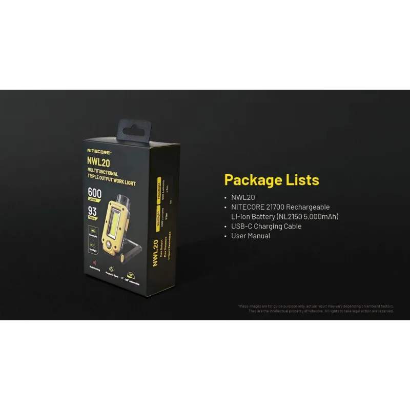 Flashlight nwl series-600 lumens nwl20 nitecore