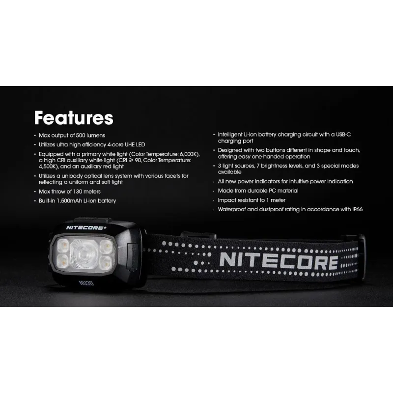 Headlamp nu series 500 lumens-nu30 nitecore