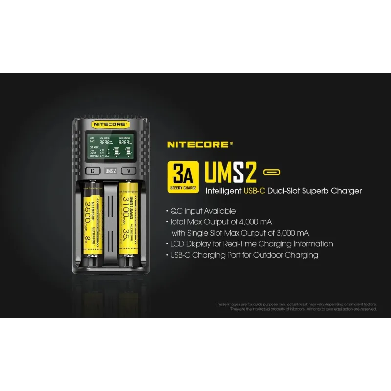 Battery charger 2-slot-ums2 nitecore