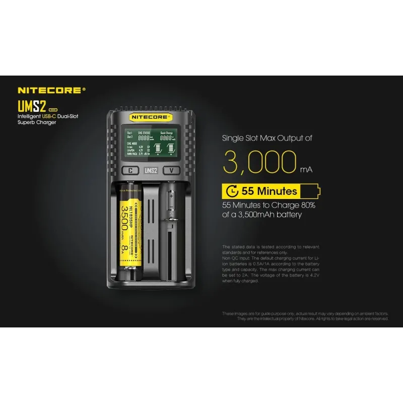 Battery charger 2-slot-ums2 nitecore