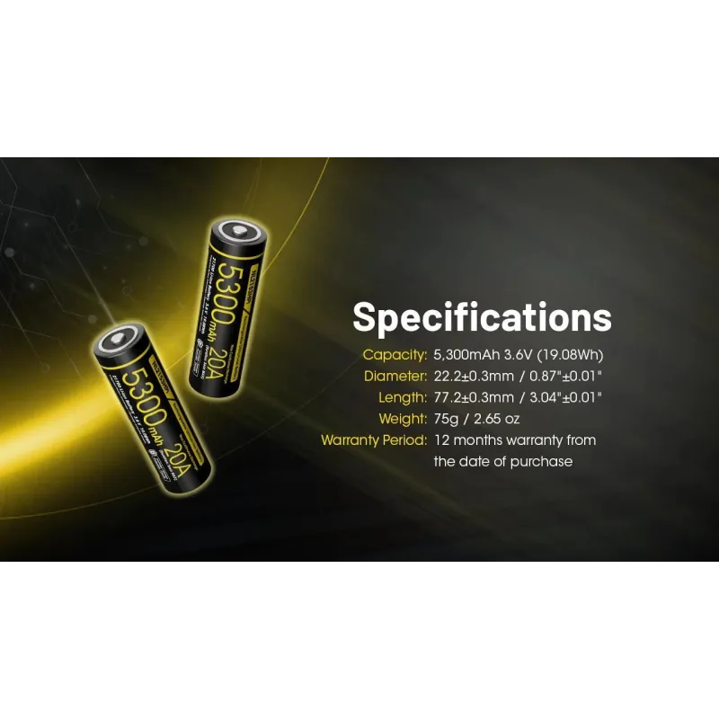 Battery rech. li-ion 3.6v-nl2153hpi,5300mah, nitecore