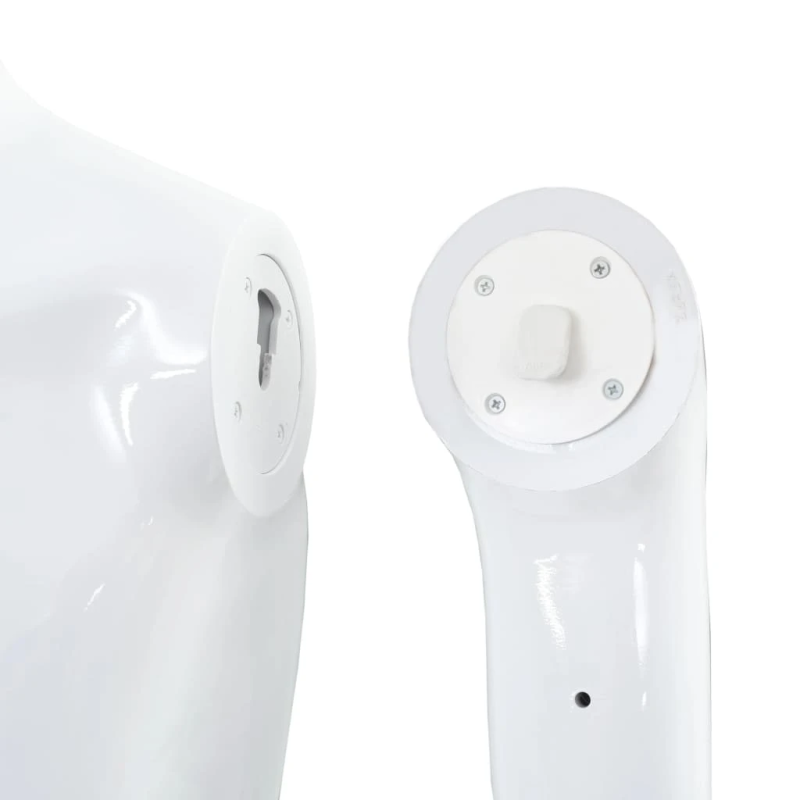 vidaXL vīriešu manekens, pilna auguma, stikla pamatne, 185 cm, balts