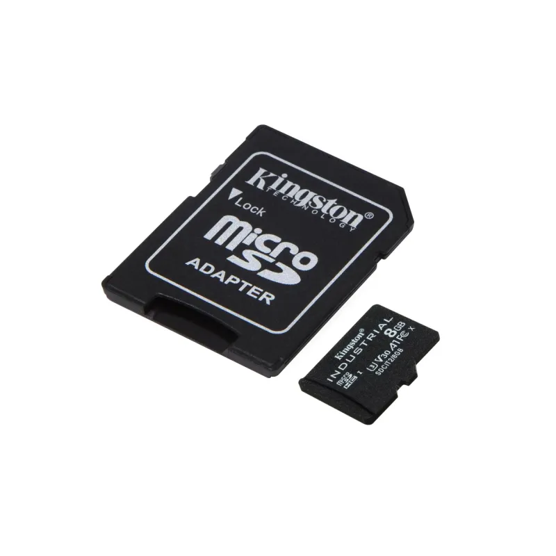 Kingston - UHS-I - 8 GB - microSDHC-SDXC Industrial Card - Flash memory class Class 10, UHS-I, U3, V30, A1 - SD Adapter