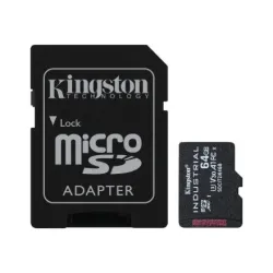 Kingston - UHS-I - 64 GB - microSDHC-SDXC Industrial Card - Flash memory class Class 10, UHS-I, U3, V30, A1 - SD Adapter