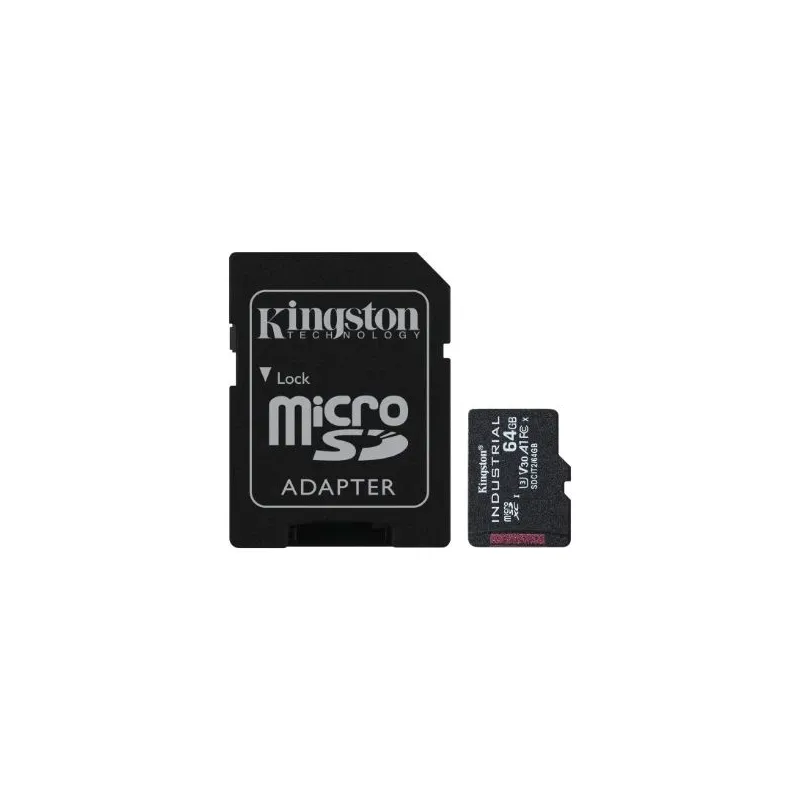 Kingston - UHS-I - 64 GB - microSDHC-SDXC Industrial Card - Flash memory class Class 10, UHS-I, U3, V30, A1 - SD Adapter