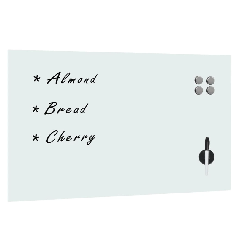 vidaXL magnētiskā tāfele, 100x60 cm, stikls, liekama pie sienas