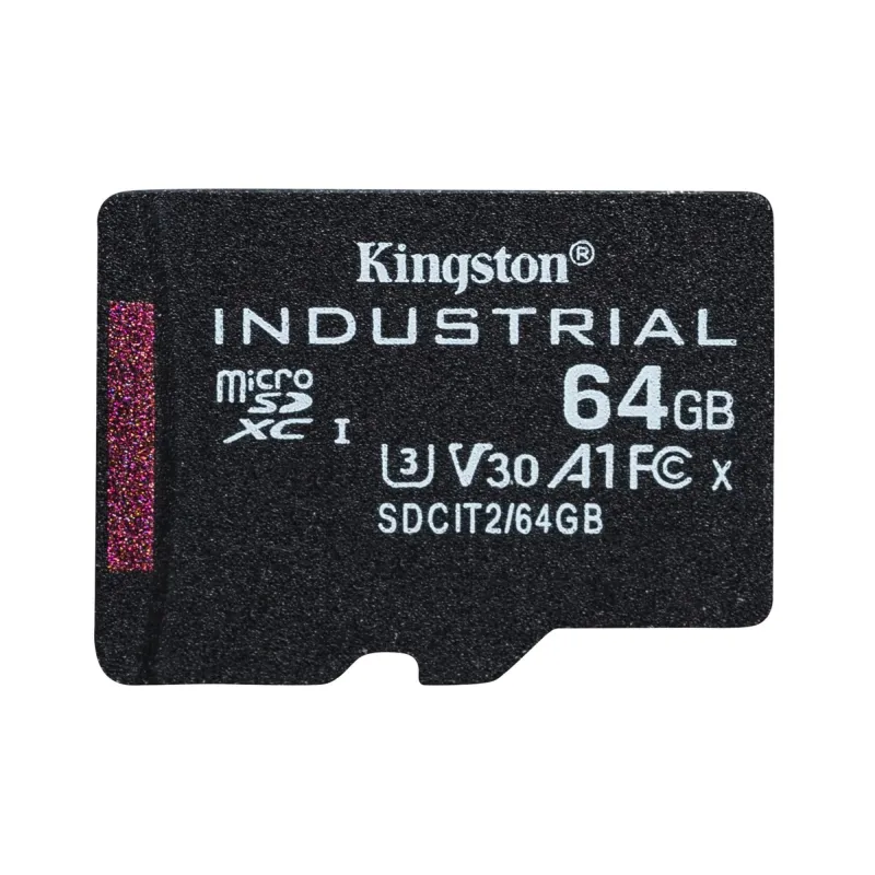 Kingston - UHS-I - 64 GB - microSDHC-SDXC Industrial Card - Flash memory class Class 10, UHS-I, U3, V30, A1 - SD Adapter