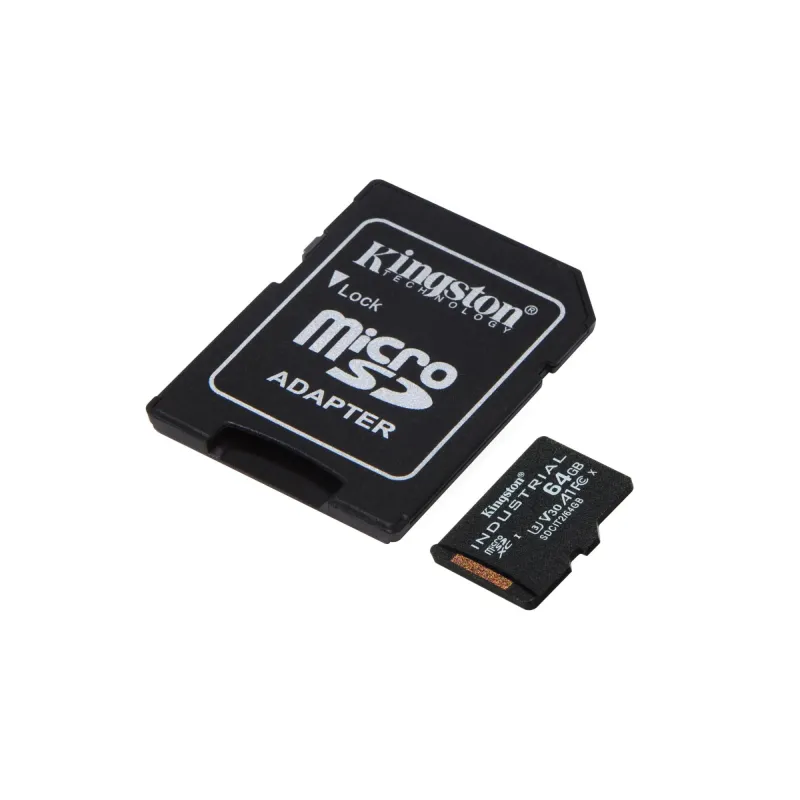 Kingston - UHS-I - 64 GB - microSDHC-SDXC Industrial Card - Flash memory class Class 10, UHS-I, U3, V30, A1 - SD Adapter