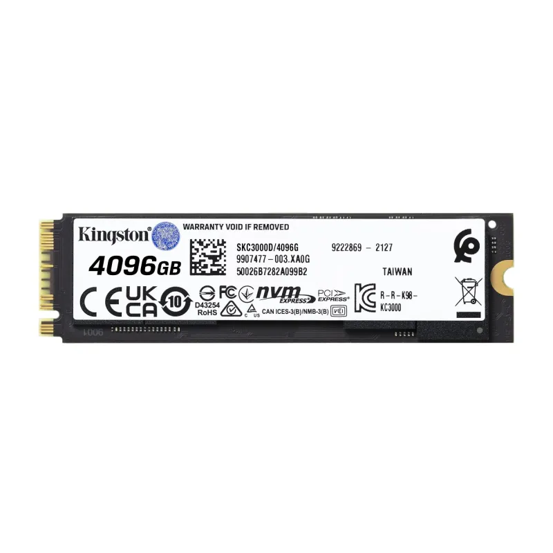 SSD-KINGSTON-KC3000-4TB-M.2-PCIE-NVMe-3D TLC-Write speed 7000 MBytes-sec-Read speed 7000 MBytes-sec-3.5mm-MTBF 1800000