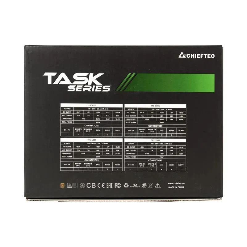 Power Supply-CHIEFTEC-700 Watts-Efficiency 80 PLUS BRONZE-PFC Active-TPS-700S