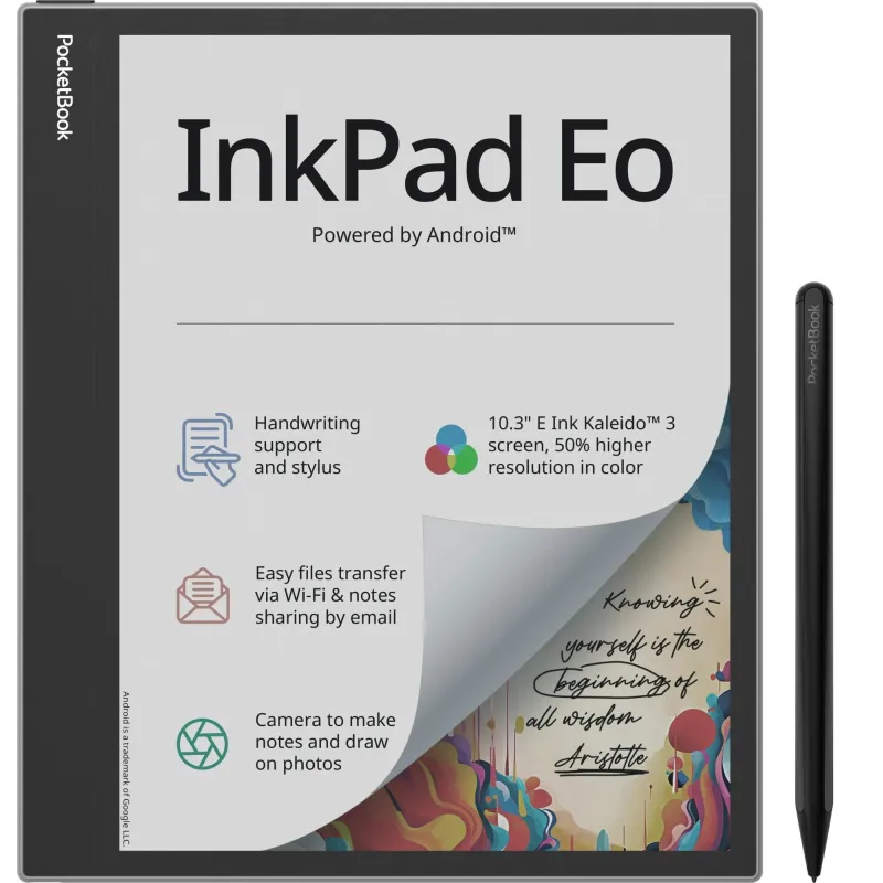 E-Reader-POCKETBOOK-InkPad Eo-10.3-2480 x 1860-1xUSB-C-1xMicroSD Card Slot-Bluetooth-Grey-PB1042-M-WW