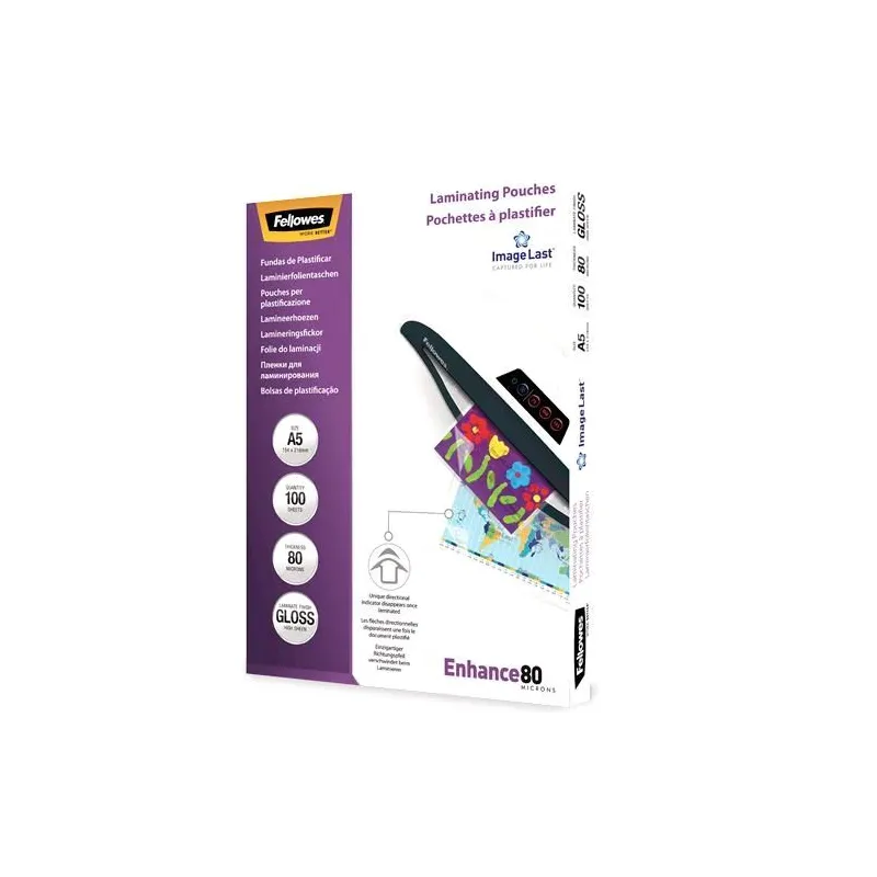 Laminator pouch imagelast-a5 80 100pcs 5306002 fellowes