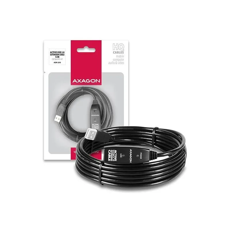 Cable usb2.0 a-m-a-f active-5m adr-205 axagon