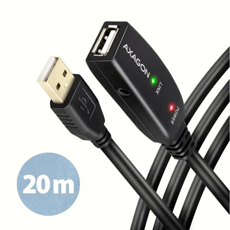 Cable usb2.0 a-m-a-f active-20m adr-220 axagon
