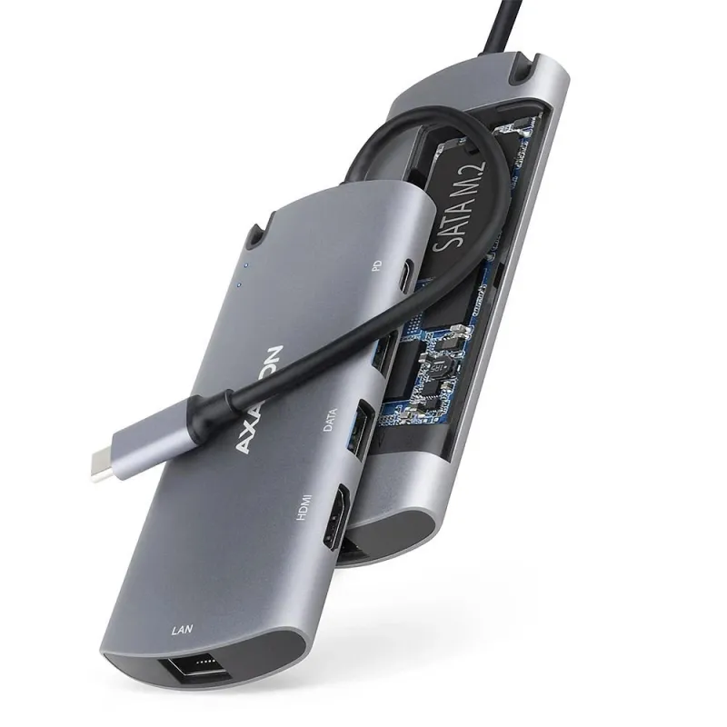 I-o hub usb-c 6in1 sata m.2-0.18m hmc-6m2 axagon