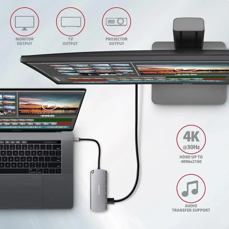 I-o hub usb-c 6in1 sata m.2-0.18m hmc-6m2 axagon