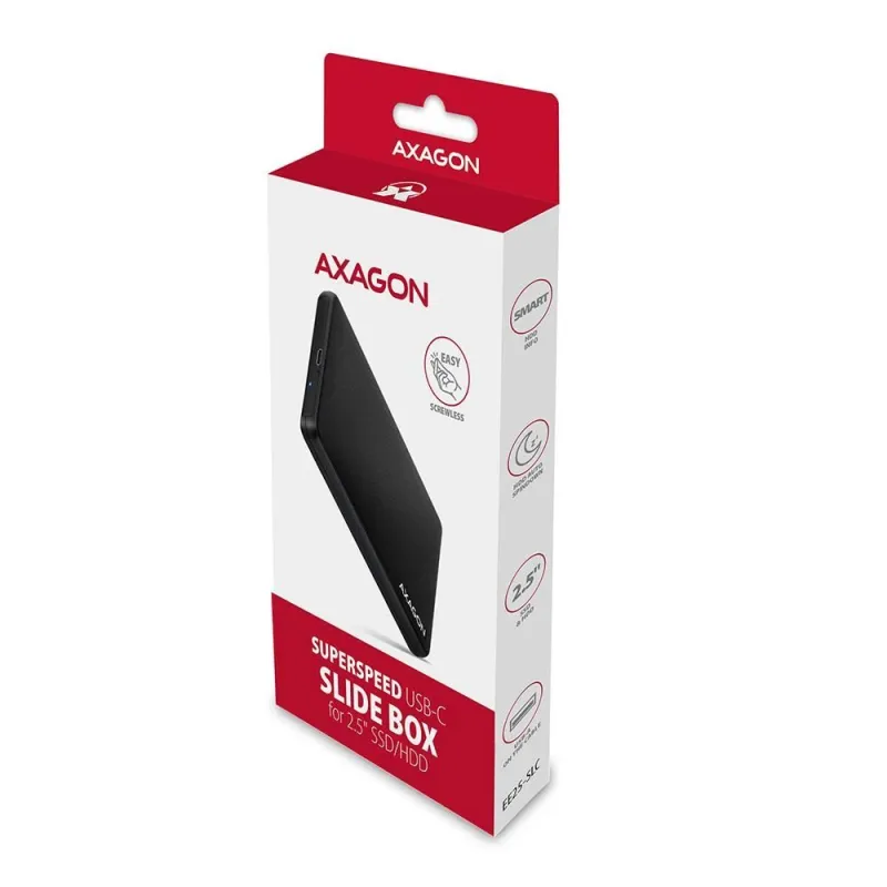 AXAGON Screwless USB 3.2 Gen 1 - SATA 6G external box for 2.5 SSD-HDD - EE25-SLC