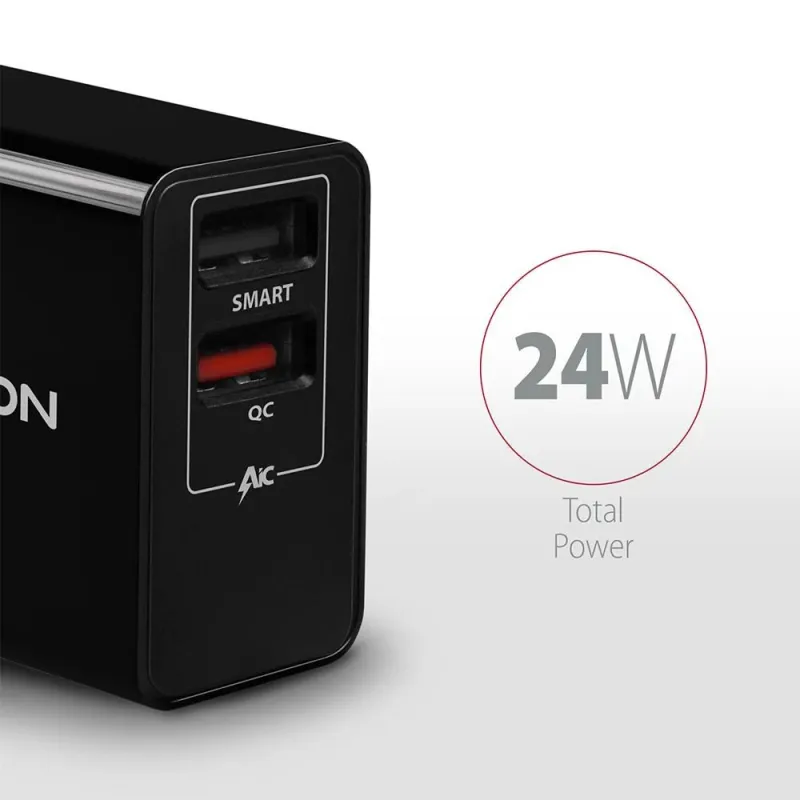 Mobile charger wall usb 24w-2port acu-qs24 axagon