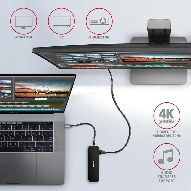 AXAGON SuperSpeed USB-C COMBO 6in1 Hub - HMC-6GL