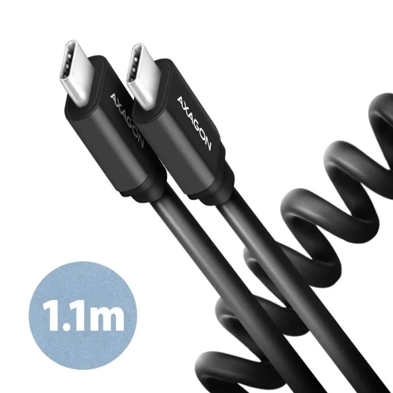 Cable usb-c to usb-c 1.1m 60w-twister blk bucm-cm20tb axagon