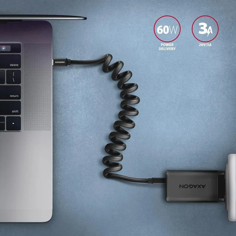 Cable usb-c to usb-c 1.1m 60w-twister blk bucm-cm20tb axagon