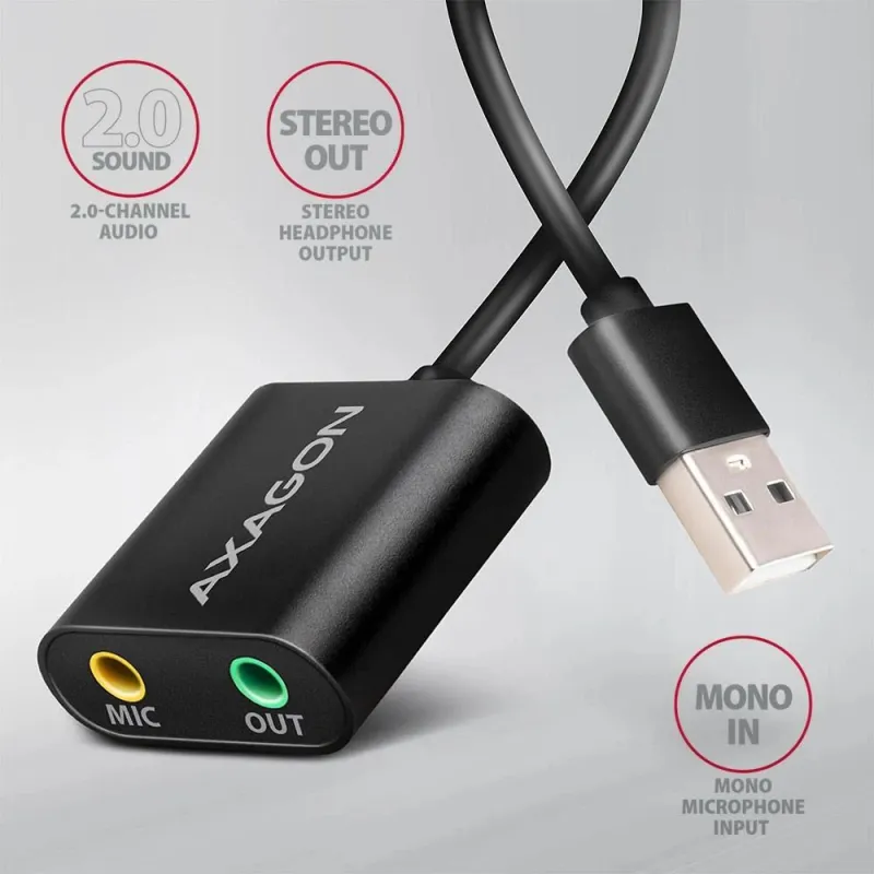 Sound card usb2.0 48khz-16bit-0.15m ada-12 axagon