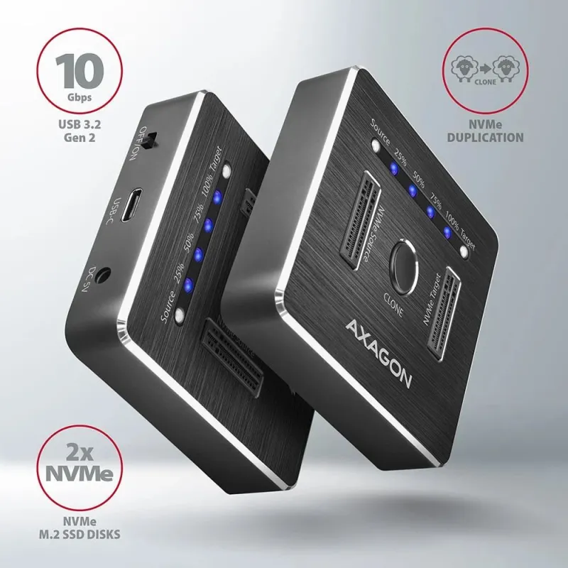 Ssd acc dock station usb-c-2xm.2 nvme adsa-m2c axagon
