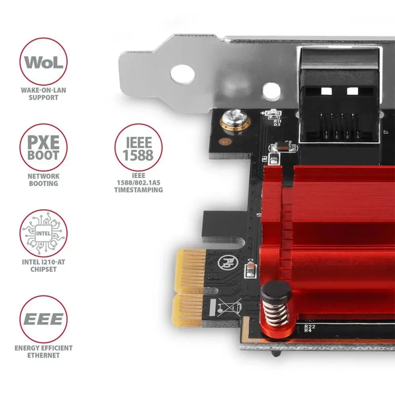 Net card pcie 1gbe 1port-sp&lp pcee-gix axagon