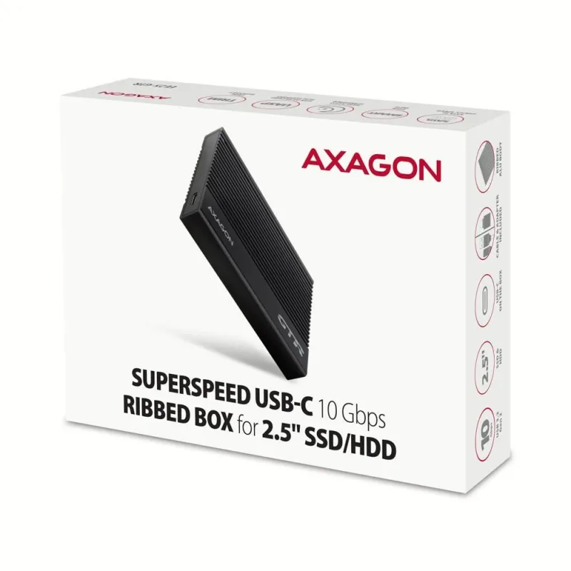 AXAGON USB-C 10Gbps RIBBED Box - EE25-GTR