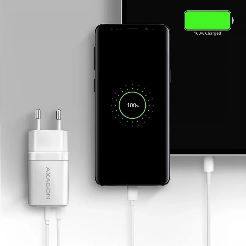 Mobile charger wall usb 30w-2port white acu-pq30w axagon