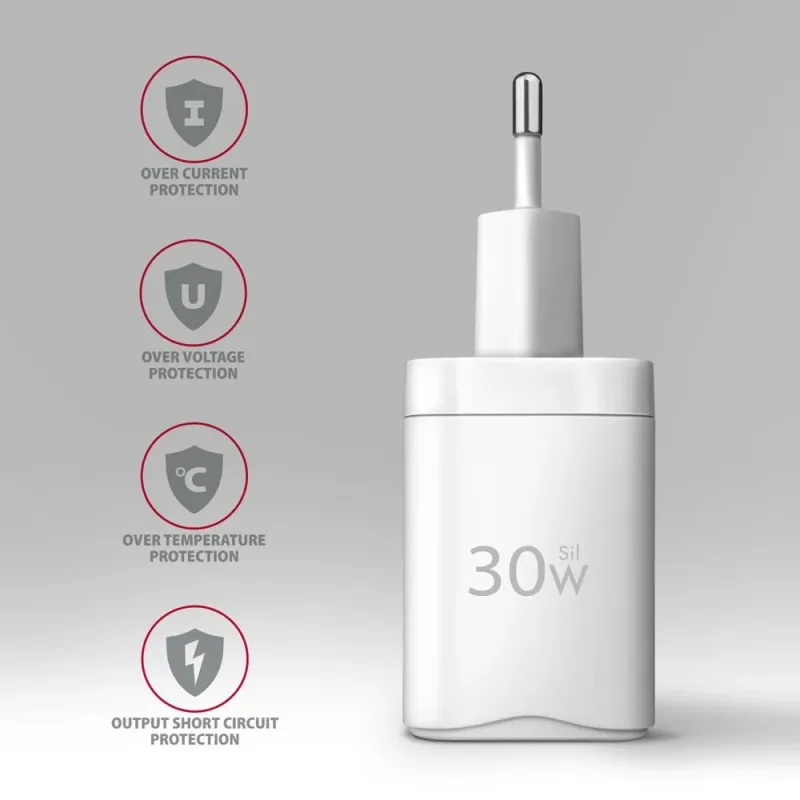 Mobile charger wall usb 30w-2port white acu-pq30w axagon